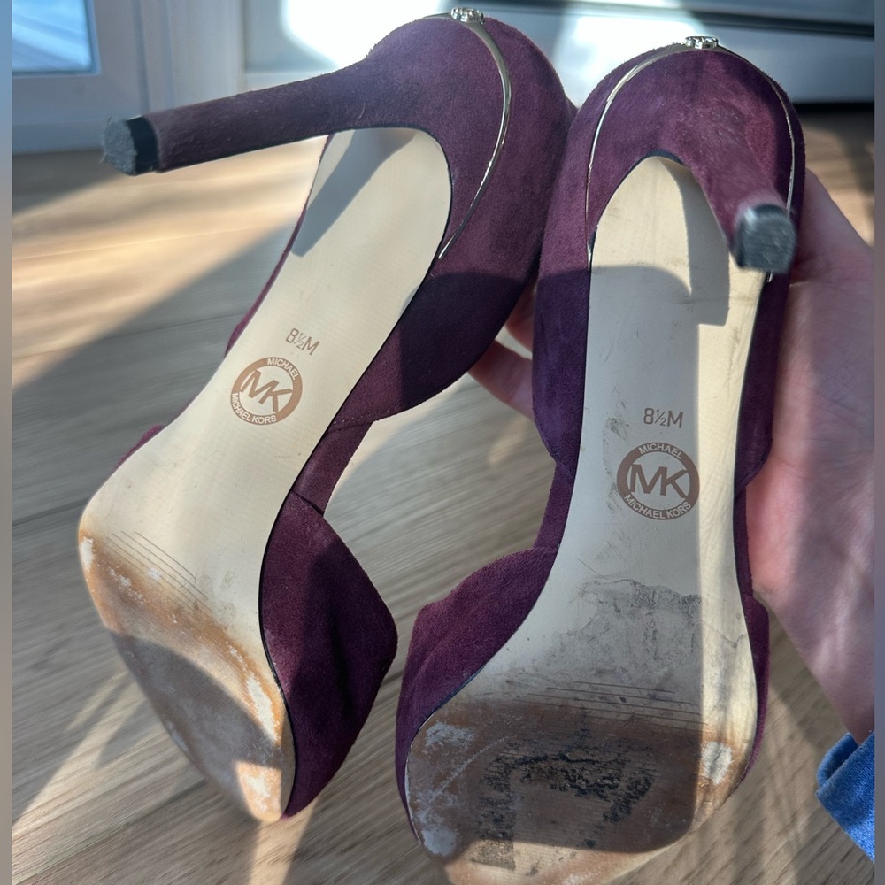 Michael Kors Burgundy Suede Ankle-Strap Heel size 8.5 - Picture 4 of 8